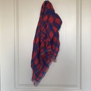 J. Crew Blue & Red Square Shaped Scarf